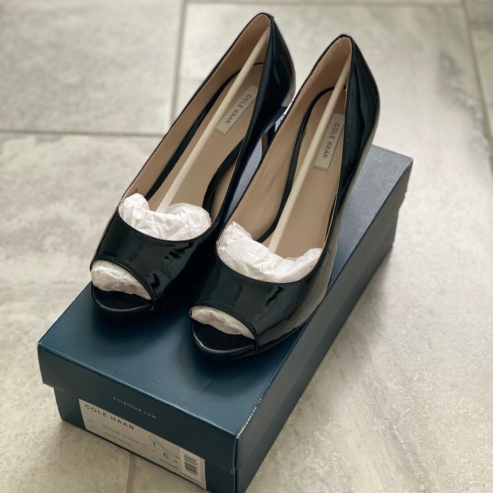 Cole Haan Black Patent Leather Bethany Pump Heels